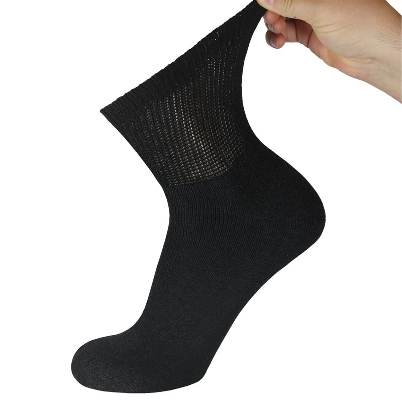 Brooklyn Socks 12 Pack of Premium Diabetic Cotton Quarter Length Athletic Sport Ankle Socks (Black, 10-13) - Image 4